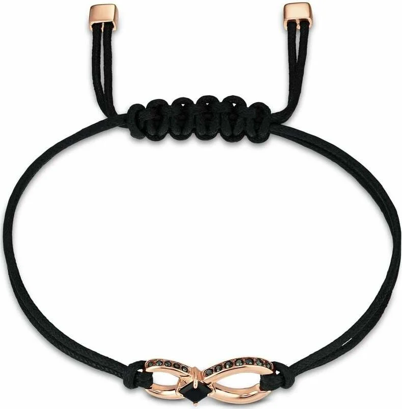 Bracelet Swarovski Infinity 5533721 unisexe, pendentif infini plaqué or rose sur cordon noir vue 3