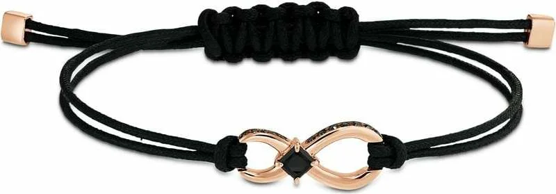 Bracelet Swarovski Infinity 5533721 unisexe, pendentif infini plaqué or rose sur cordon noir