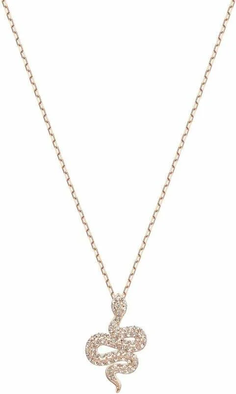 Collier Swarovski Leslie 5438404 pour Femme, Serpent plaqué or rose et cristaux