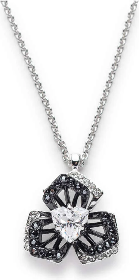 Collier Swarovski Linda 5372095 pour Femme en Argent Rhodié avec Cristaux Noirs et Blancs