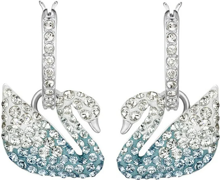 Boucles d'oreilles Swarovski Iconic Swan Lake 5512577 en bleu pour femme, plaqué rhodium et micropavé