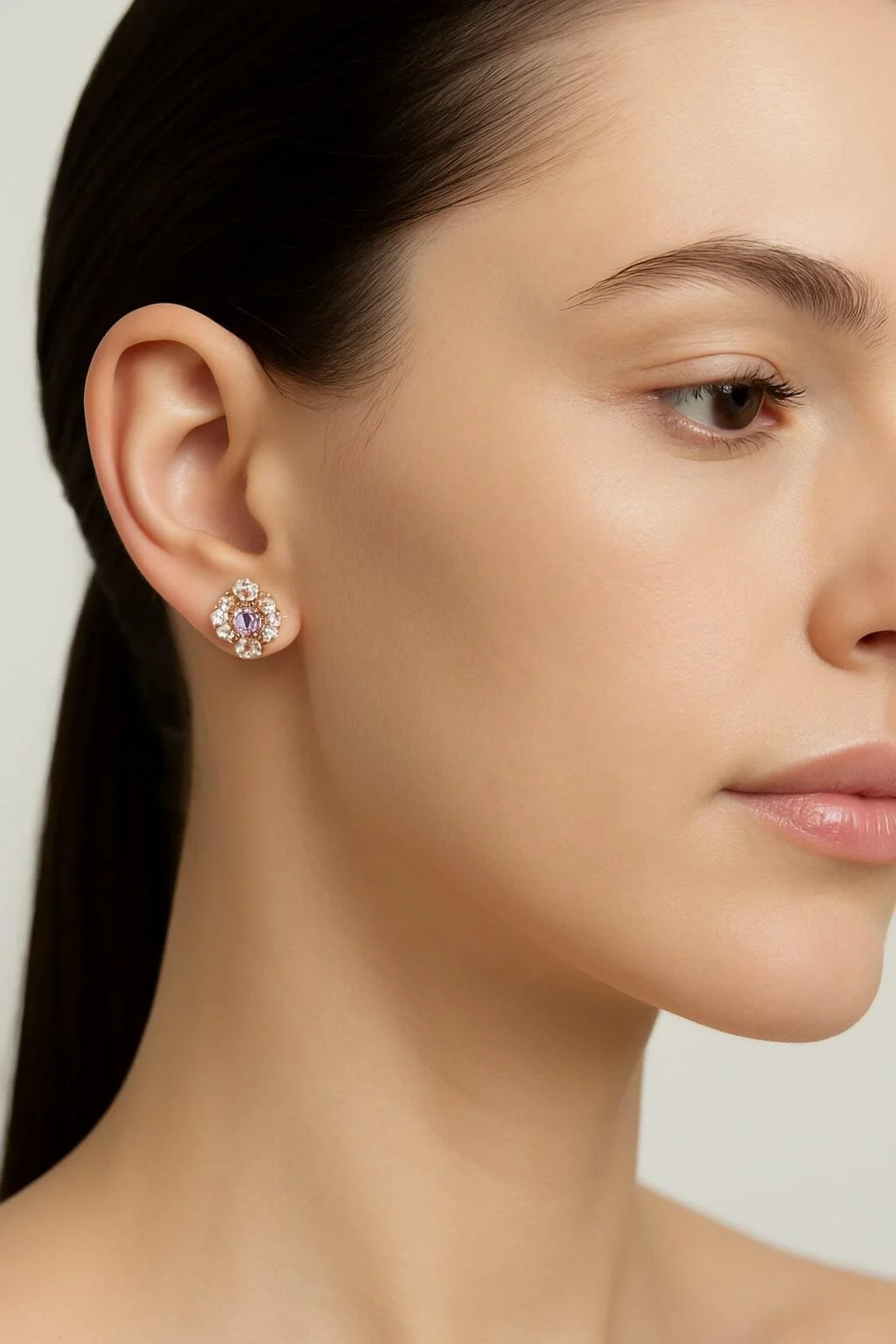 Boucles d'oreilles puces Swarovski Gema 112067 en cristaux roses pour femme vue 2