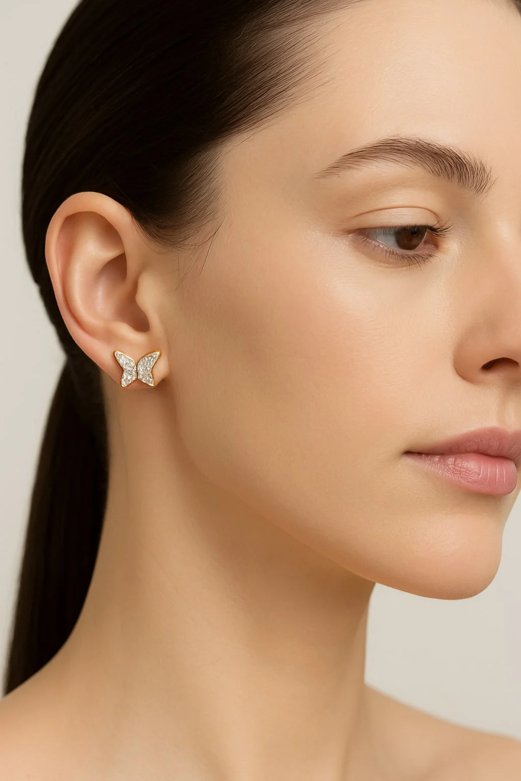 Boucles d'oreilles puces Swarovski Luna Papillon - Réf. 112068 - Doré rosé pour femme vue 2