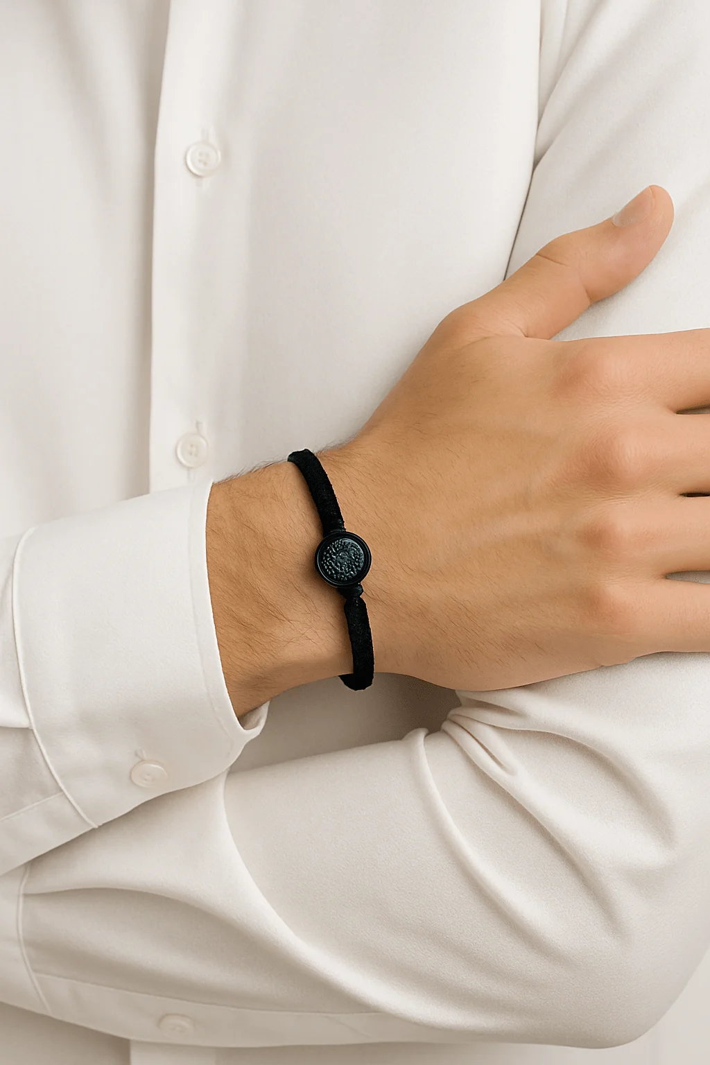 Bracelet Swarovski Dextera 112069 pour homme - Cordon noir et cristaux bleus vue 2