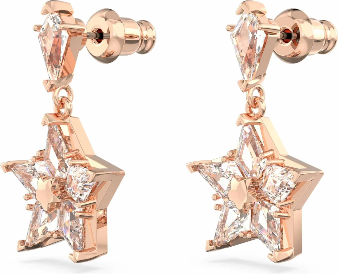 Boucles d'oreilles Swarovski Stella 5645466 en plaqué or rose avec étoiles et pierres pour femme vue 2