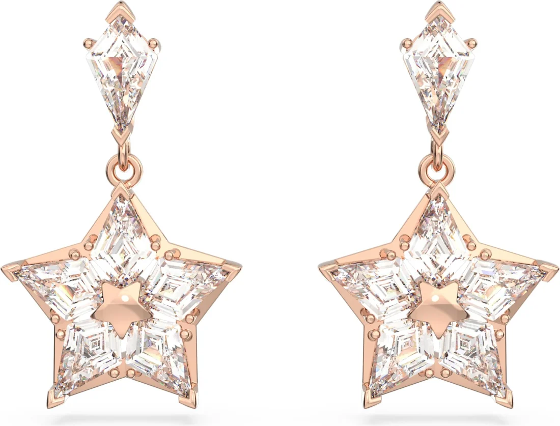 Boucles d'oreilles Swarovski Stella 5645466 en plaqué or rose avec étoiles et pierres pour femme