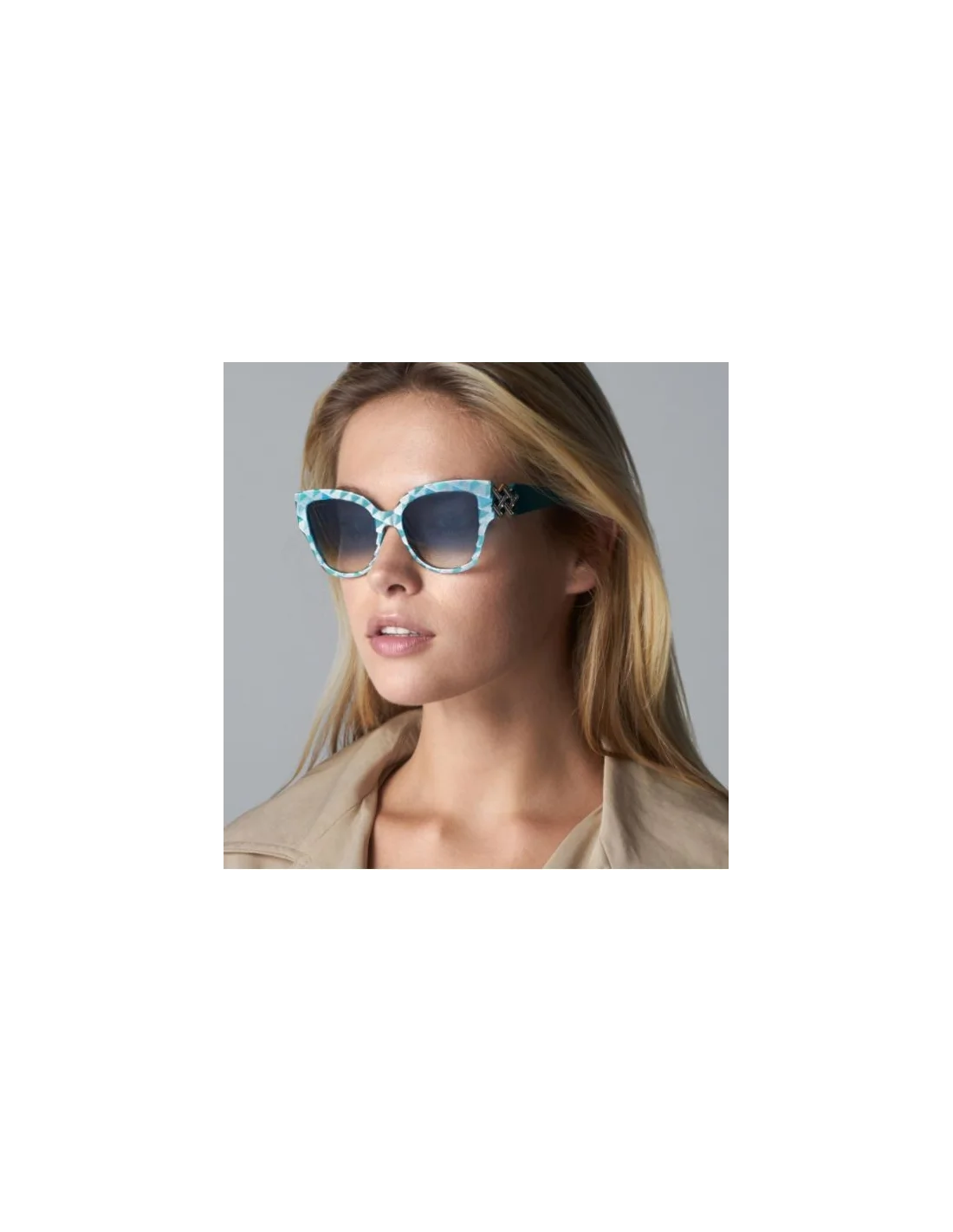 Lunettes de soleil femme Swarovski Nile, Monture carrée, Vert/Turquoise, SK161-P 87P - Edition Limitée vue 2