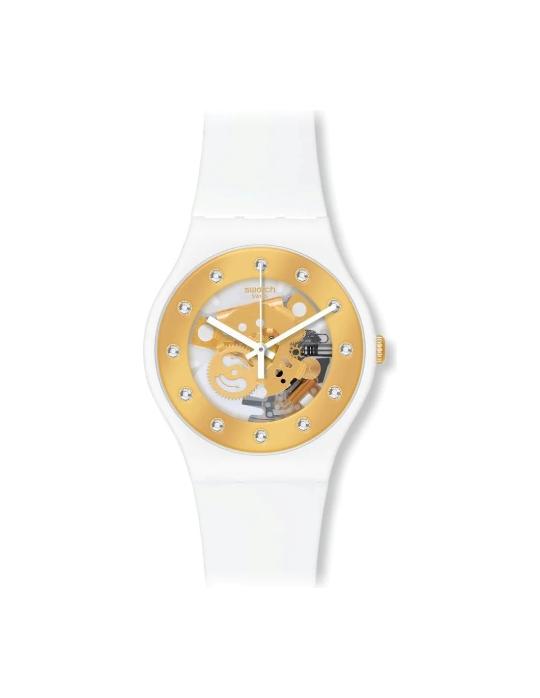 Montre Femme Swatch Originals Sunray Glam SUOZ148 Blanche & Or