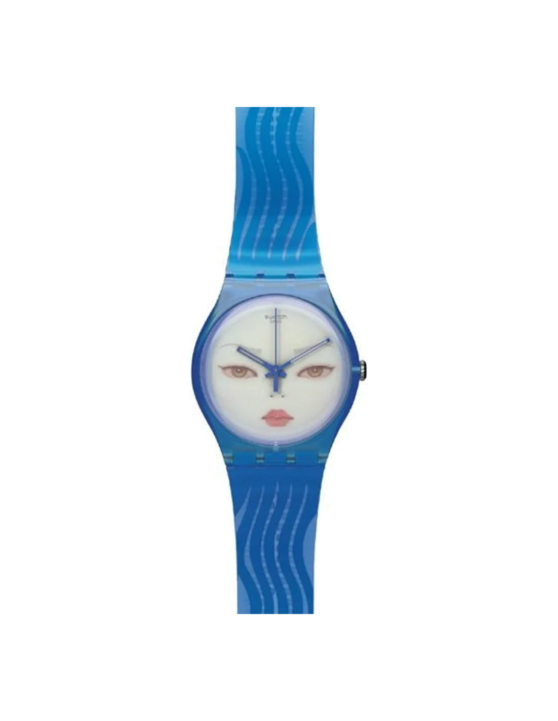 Montre Swatch SUOZ107 Unisexe - Cadran Illustré sur Bracelet Bleu Silicone