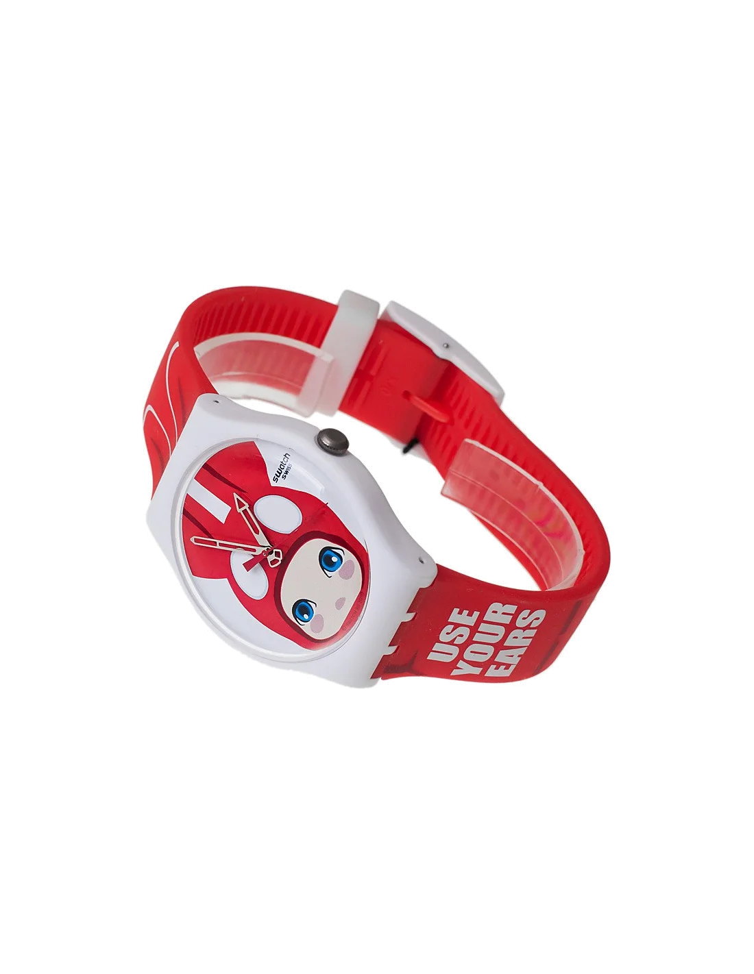 Swatch SUOZ114 - Montre unisexe rouge à motif Kawaii vue 2