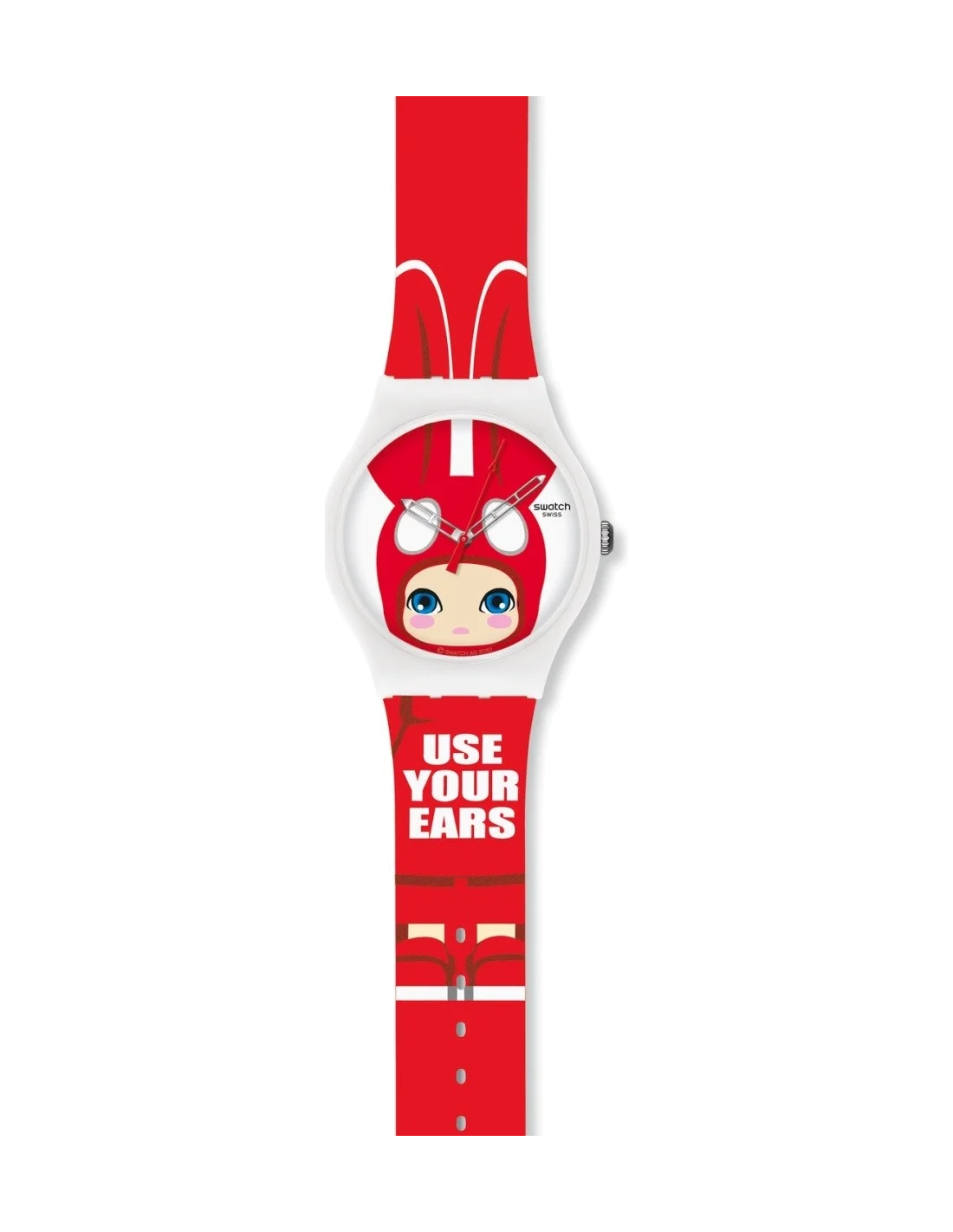 Swatch SUOZ114 - Montre unisexe rouge à motif Kawaii