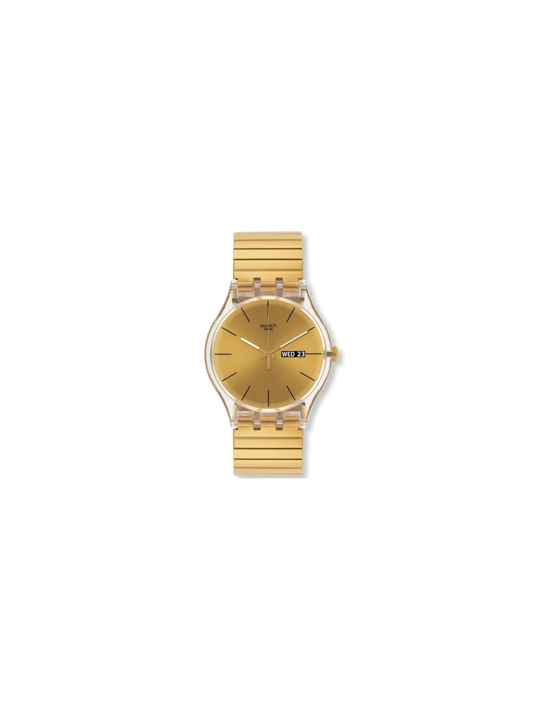 Montre Mixte Swatch Dazzling light SUOK702B Bracelet en acier inoxydable doré