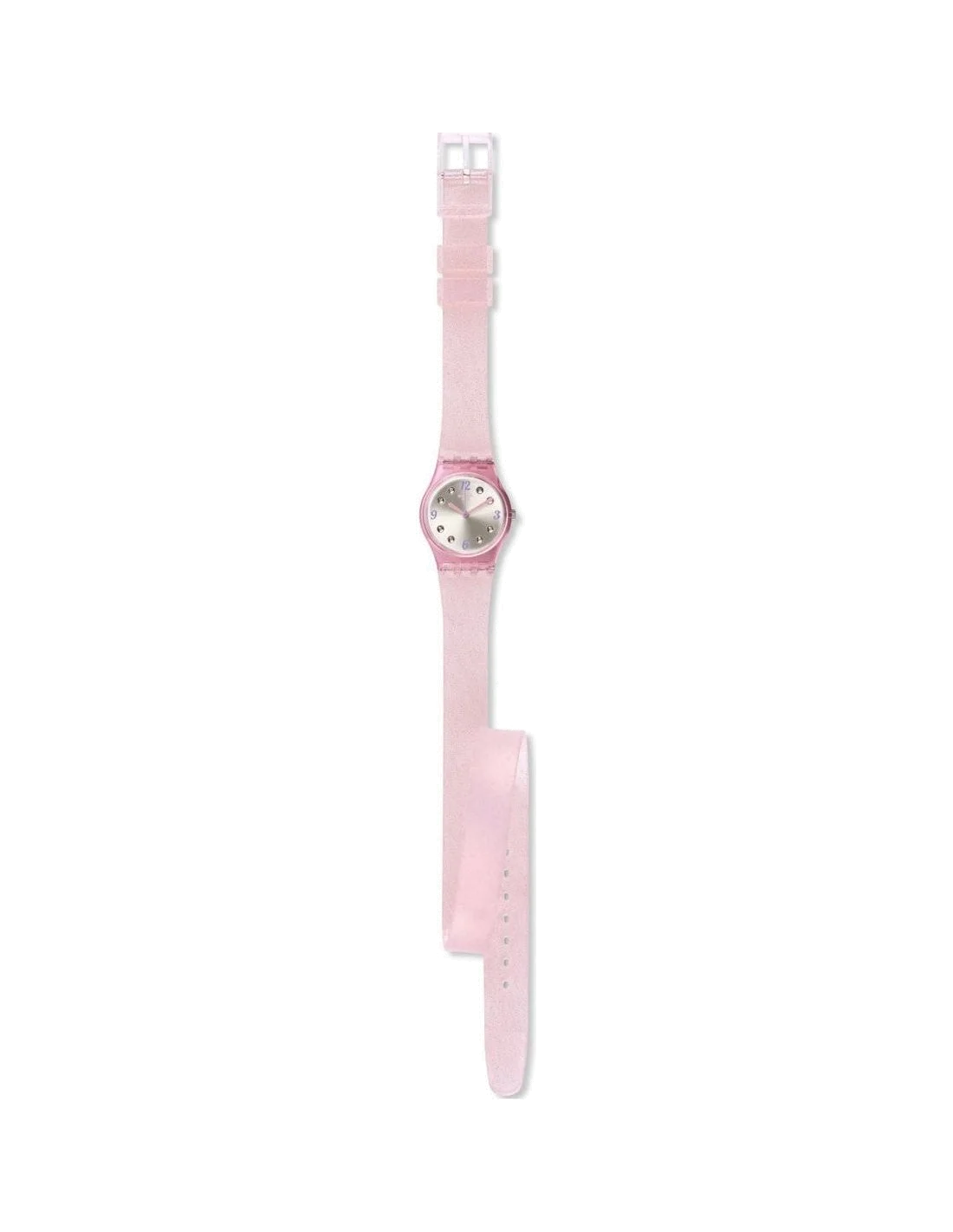 Montre Femme Swatch Brillante LP132 Bracelet en silicone rose pâle et pailleté vue 2