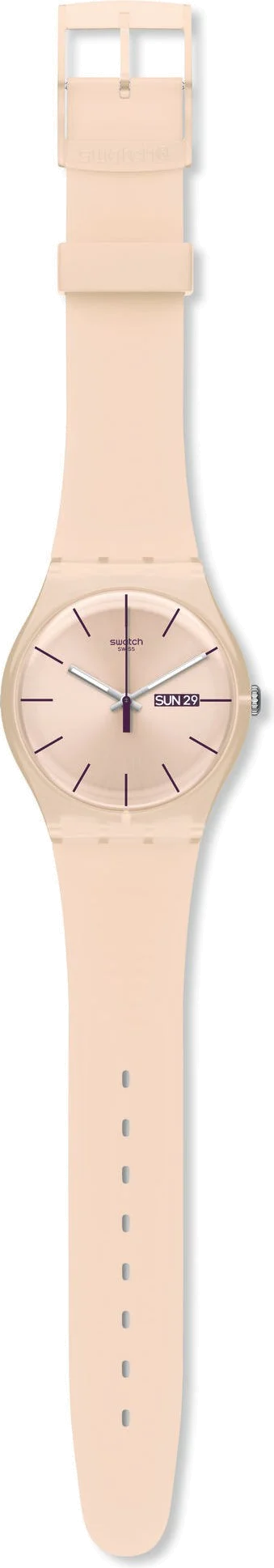 Montre Femme Swatch Rose Rebel SUOT700 Bracelet en silicone rose pâle vue 2