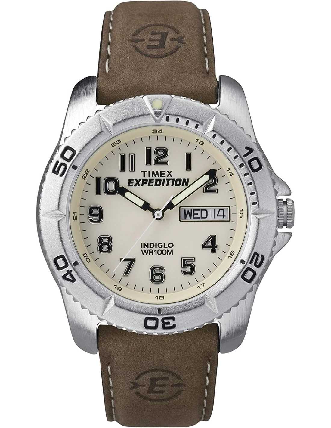 Montre Homme Timex Expedition T46681D7 - Cadran Noir, Bracelet Cuir Marron