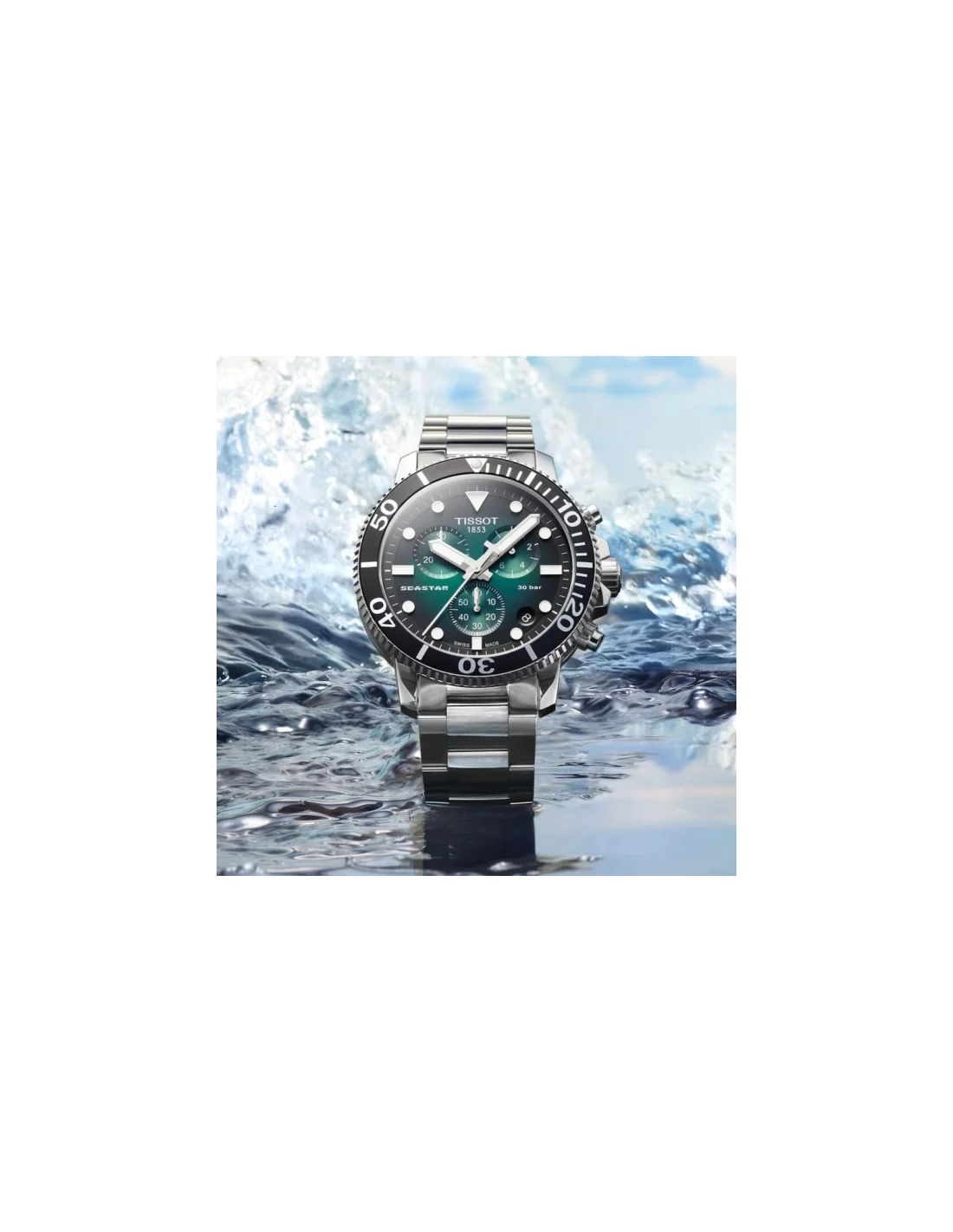 Tissot Seastar 1000 Chronographe Homme Acier Cadran Vert Réf. T1204171109101 vue 3