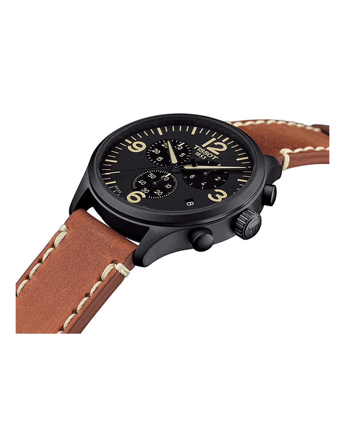 Tissot Chrono XL T1166173605700 - Chronographe Homme Cadran Noir 45mm Bracelet Cuir Brun vue 2