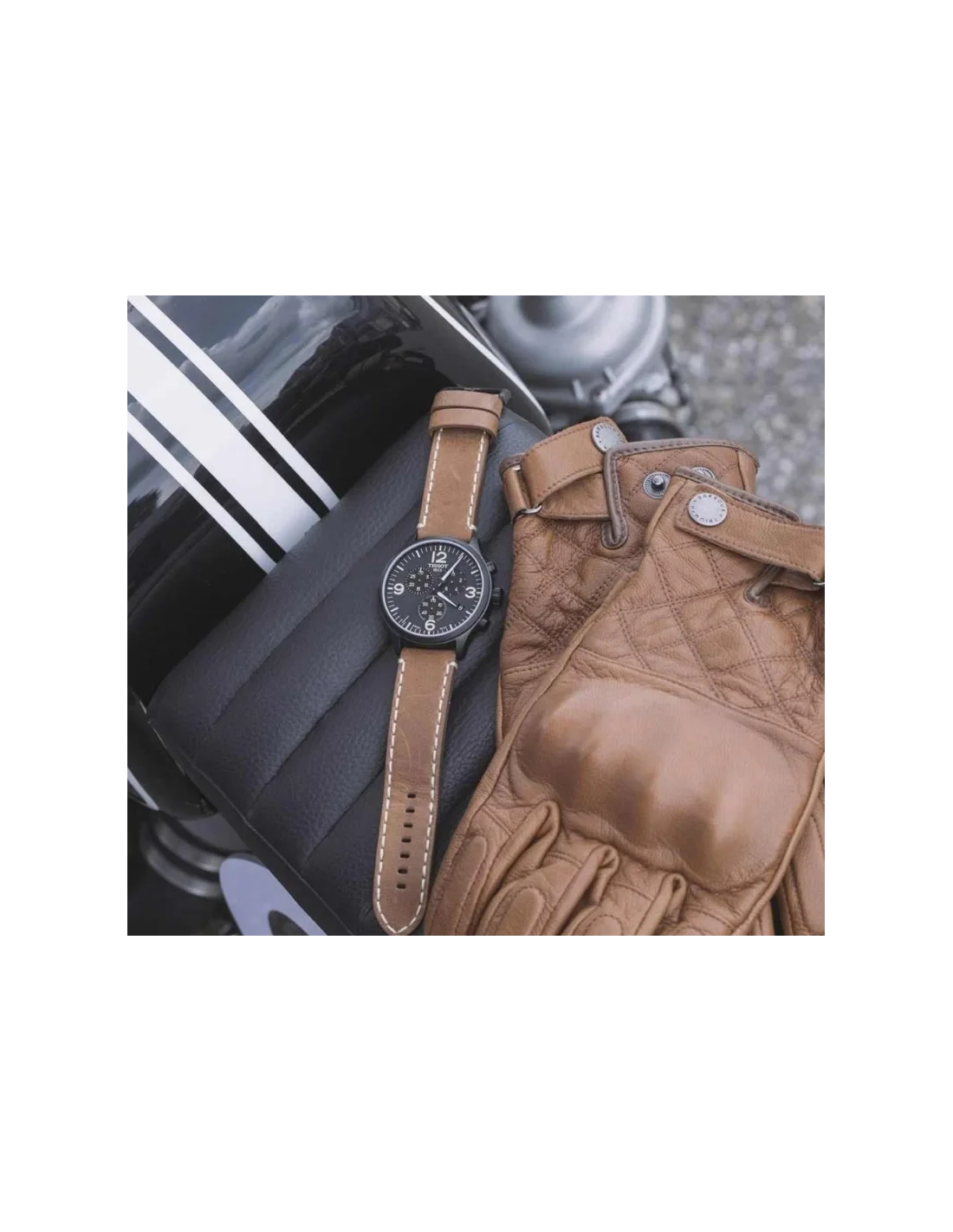 Tissot Chrono XL T1166173605700 - Chronographe Homme Cadran Noir 45mm Bracelet Cuir Brun vue 4