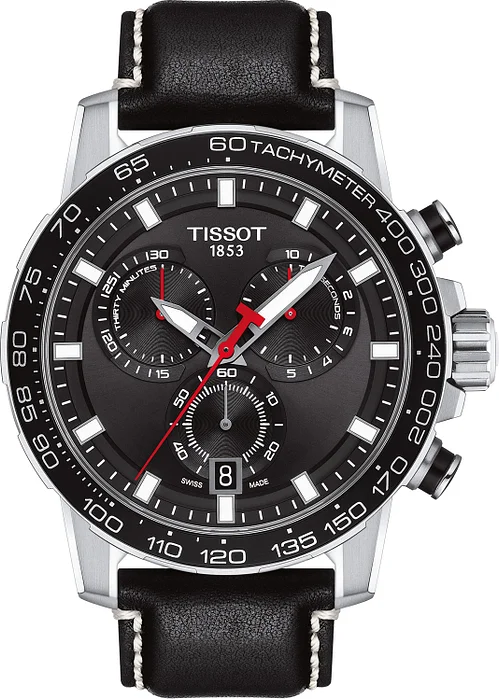 Montre Homme Tissot Supersport Chrono T1256171605100 - Cadran et Bracelet Cuir Noir 45.5mm