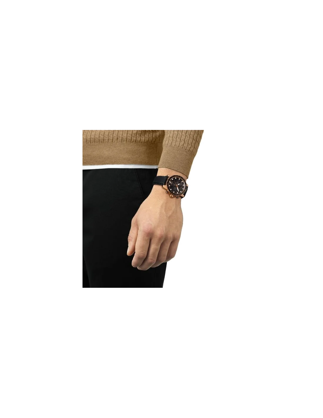 Montre Tissot Supersport Chrono T1256173605100 bracelet en cuir noir vue 4