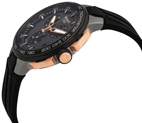 Montre Tissot T-Race Cycling T1114173744107 - Chronographe Quartz Homme - Boîtier 45mm PVD Noir et Doré Rose vue 2