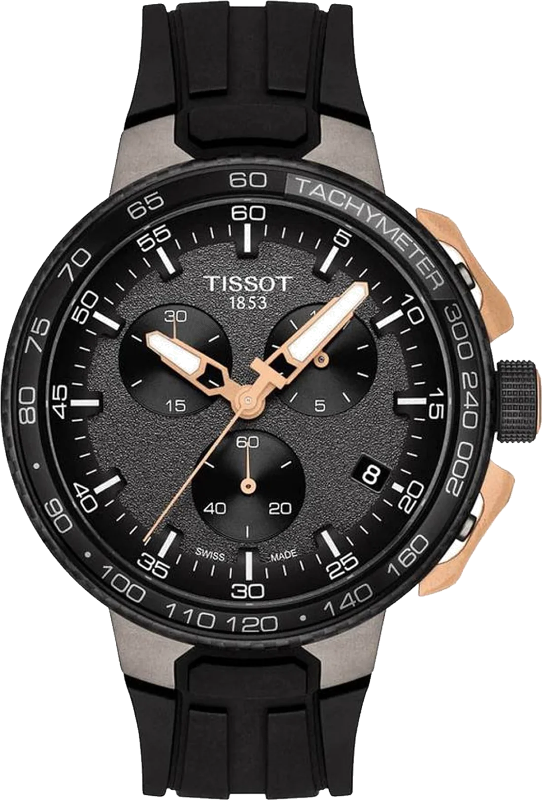 Montre Tissot T-Race Cycling T1114173744107 - Chronographe Quartz Homme - Boîtier 45mm PVD Noir et Doré Rose