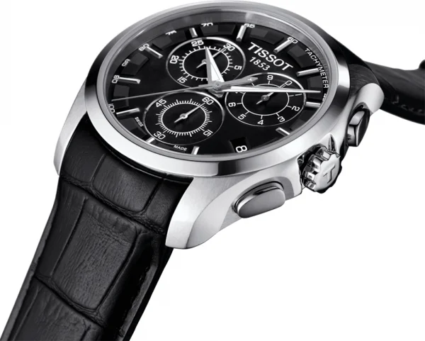 Montre Homme Tissot Couturier T035.617.16.051.00 Chronographe Quartz Cadran Noir Bracelet Cuir vue 3