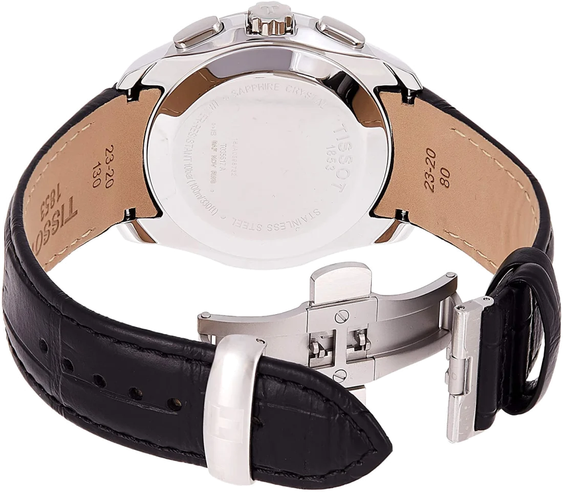 Montre Homme Tissot Couturier T035.617.16.051.00 Chronographe Quartz Cadran Noir Bracelet Cuir vue 4