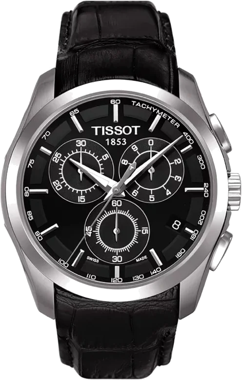 Montre Homme Tissot Couturier T035.617.16.051.00 Chronographe Quartz Cadran Noir Bracelet Cuir