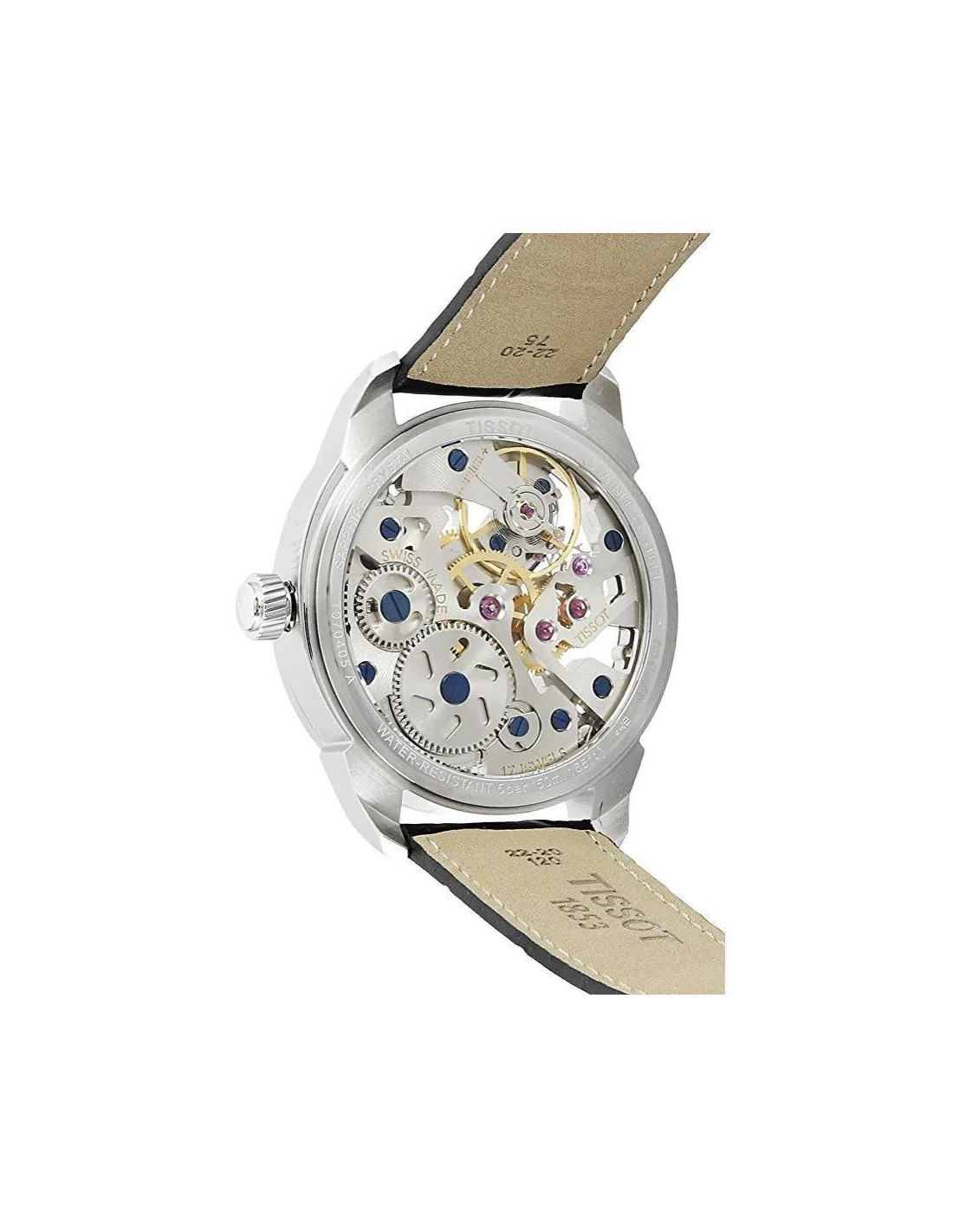 Montre Homme Tissot T-Complication Squelette T0704051641100 Bracelet Cuir Noir vue 2