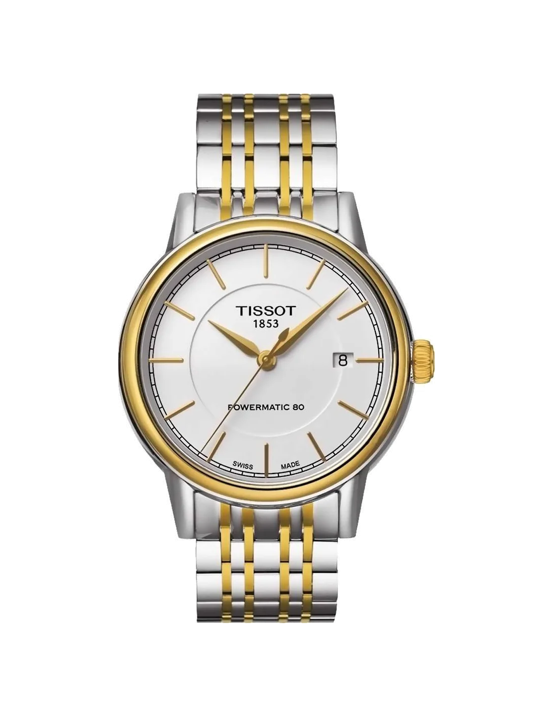 Montre Homme Tissot Carson Automatic T0854072201100 - Bracelet en acier inoxydable doré et argenté