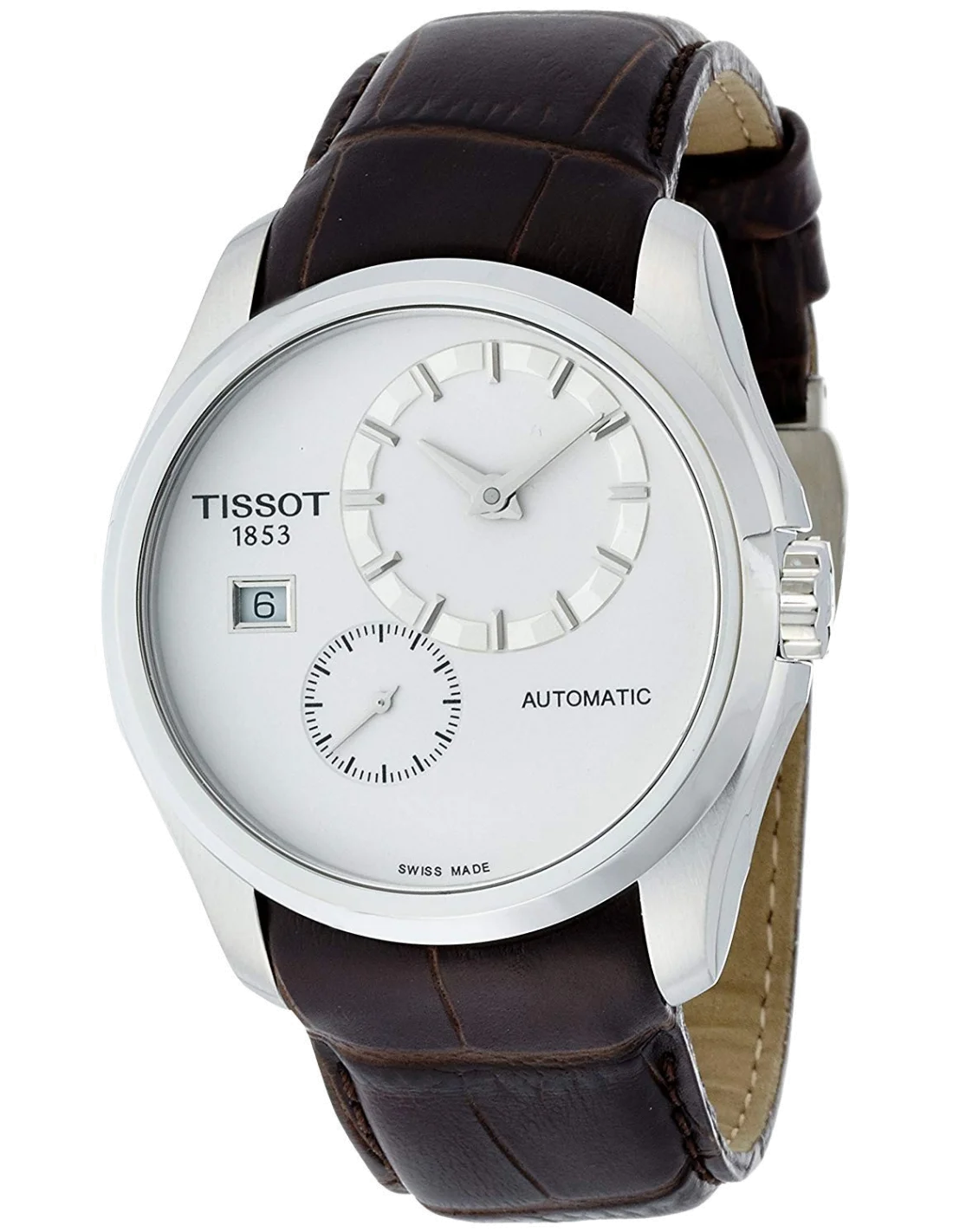 Montre Homme Tissot Couturier Petite Seconde T0354281603100 Bracelet en cuir brun
