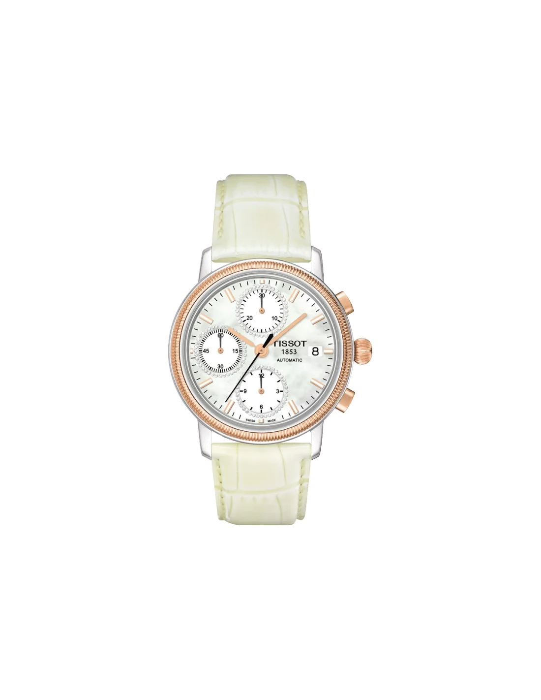 Montre Femme Tissot Bridgeport Lady automatic T71148076 Bracelet en cuir blanc