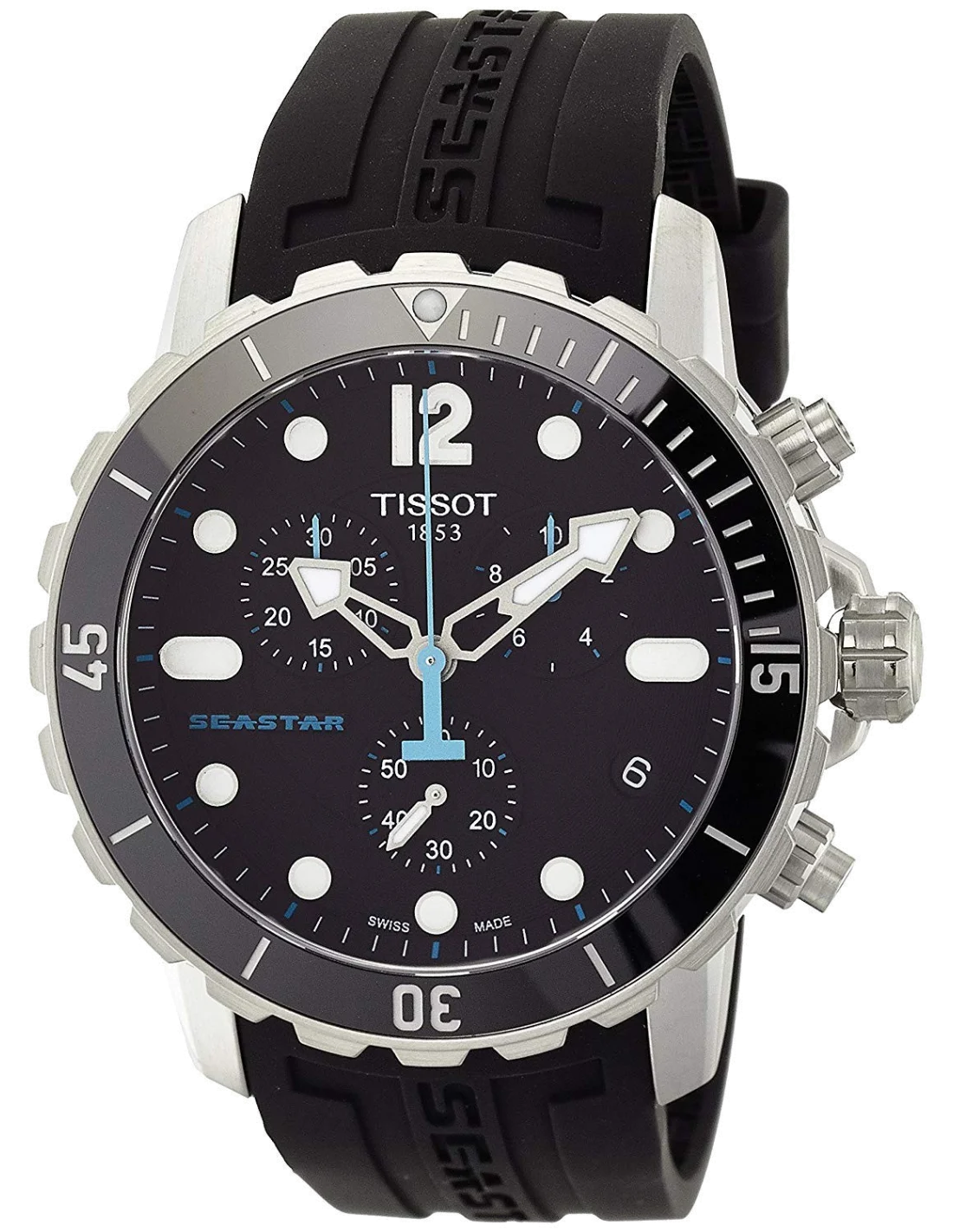 Montre Homme Tissot Seastar 1000 T0664171705700 Quartz Silicone et Bracelet Gomme Noire