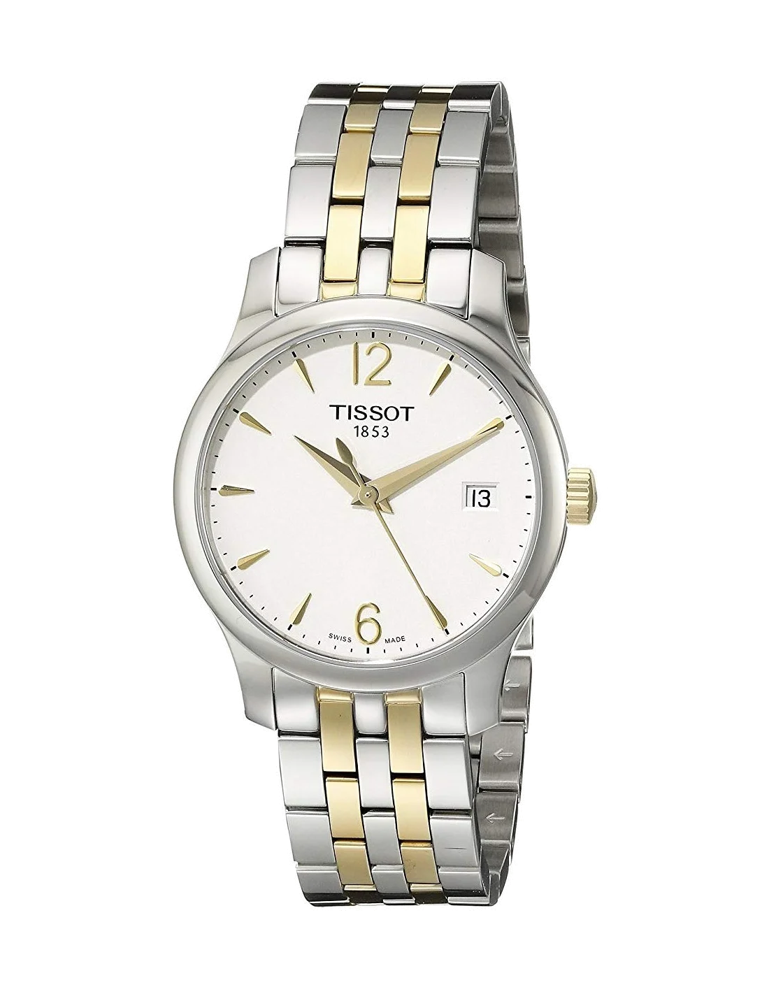 Montre Femme Tissot Tradition T0632102203700 Bracelet argenté et doré en acier vue 2