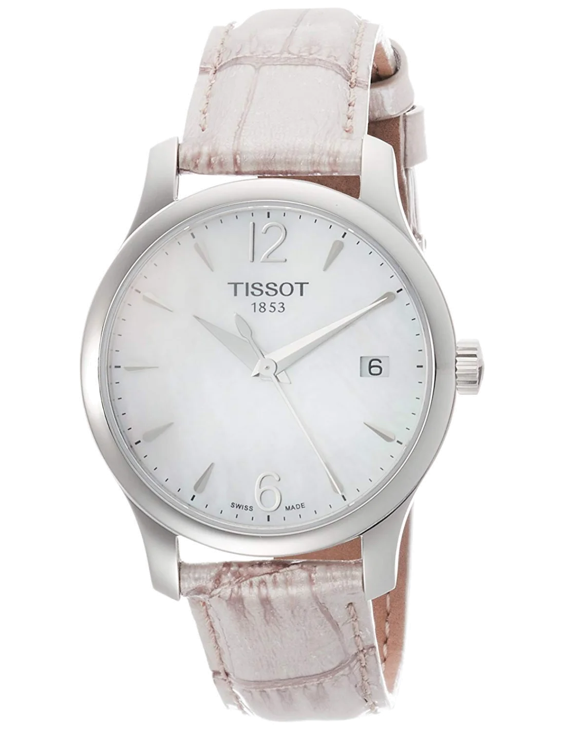 Montre Femme Tissot Tradition T0632101711700 Bracelet en cuir gris vue 2