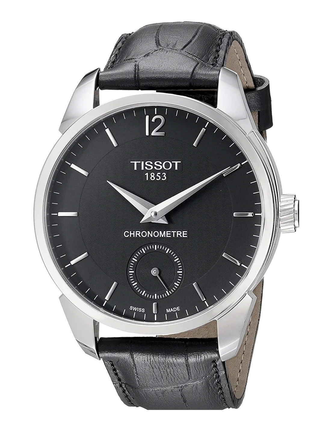 Montre Homme Tissot T-Complication T0704061605700 Chrono cuir noir et acier argenté