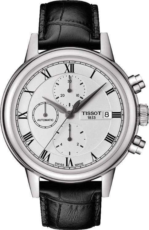 Montre Homme Tissot Carson T0854271601300 Bracelet En Cuir Noir Index noirs