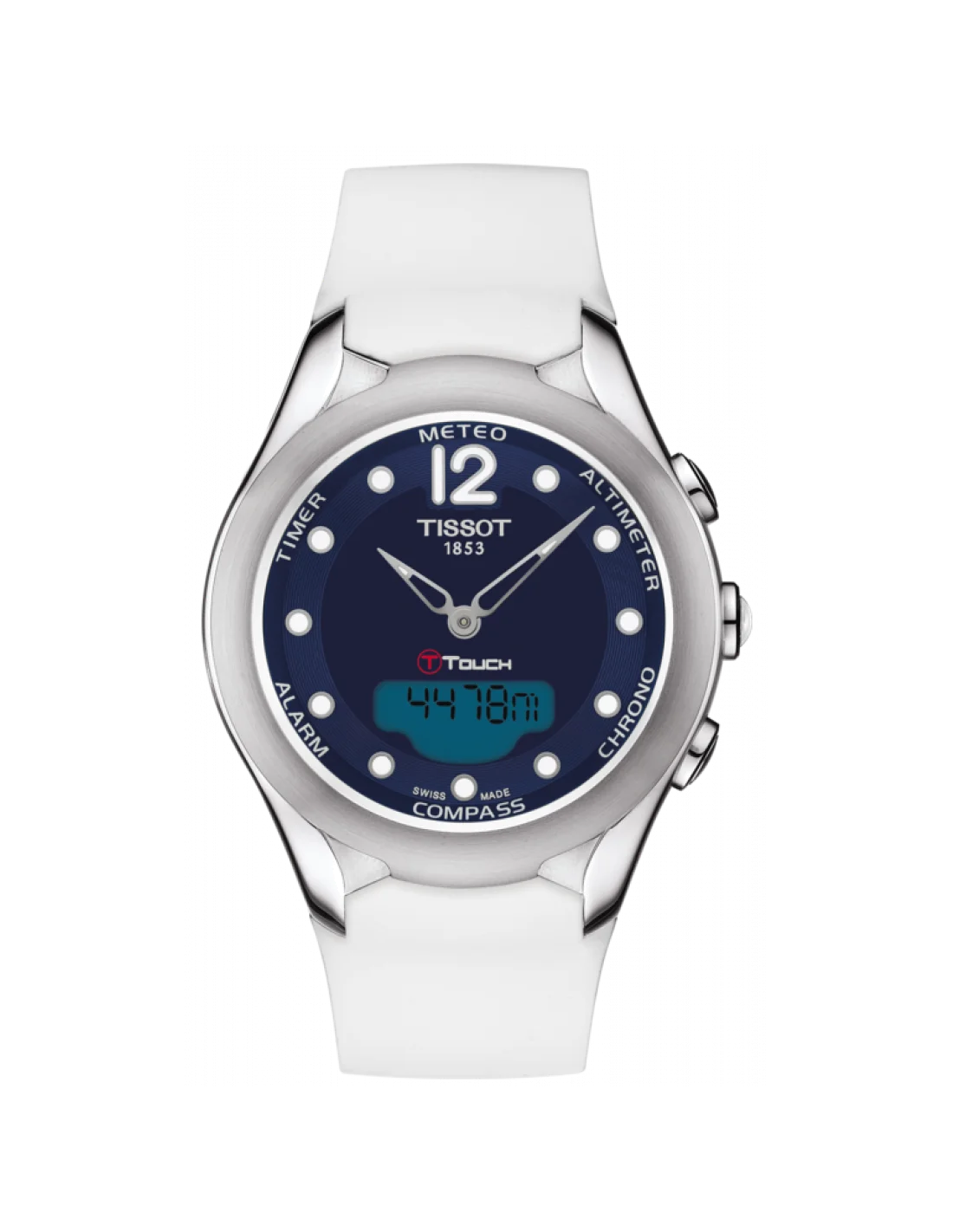 Montre Femme Tissot T-Touch T0752201704700 Cadran bleu et caoutchouc blanc