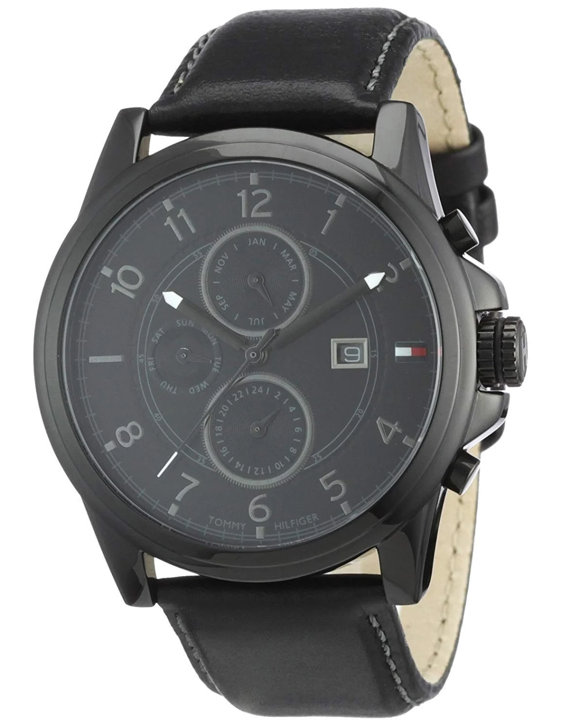 Montre Homme Tommy Hilfiger 1710295 - Cadran et Boîtier Noir, Bracelet Cuir