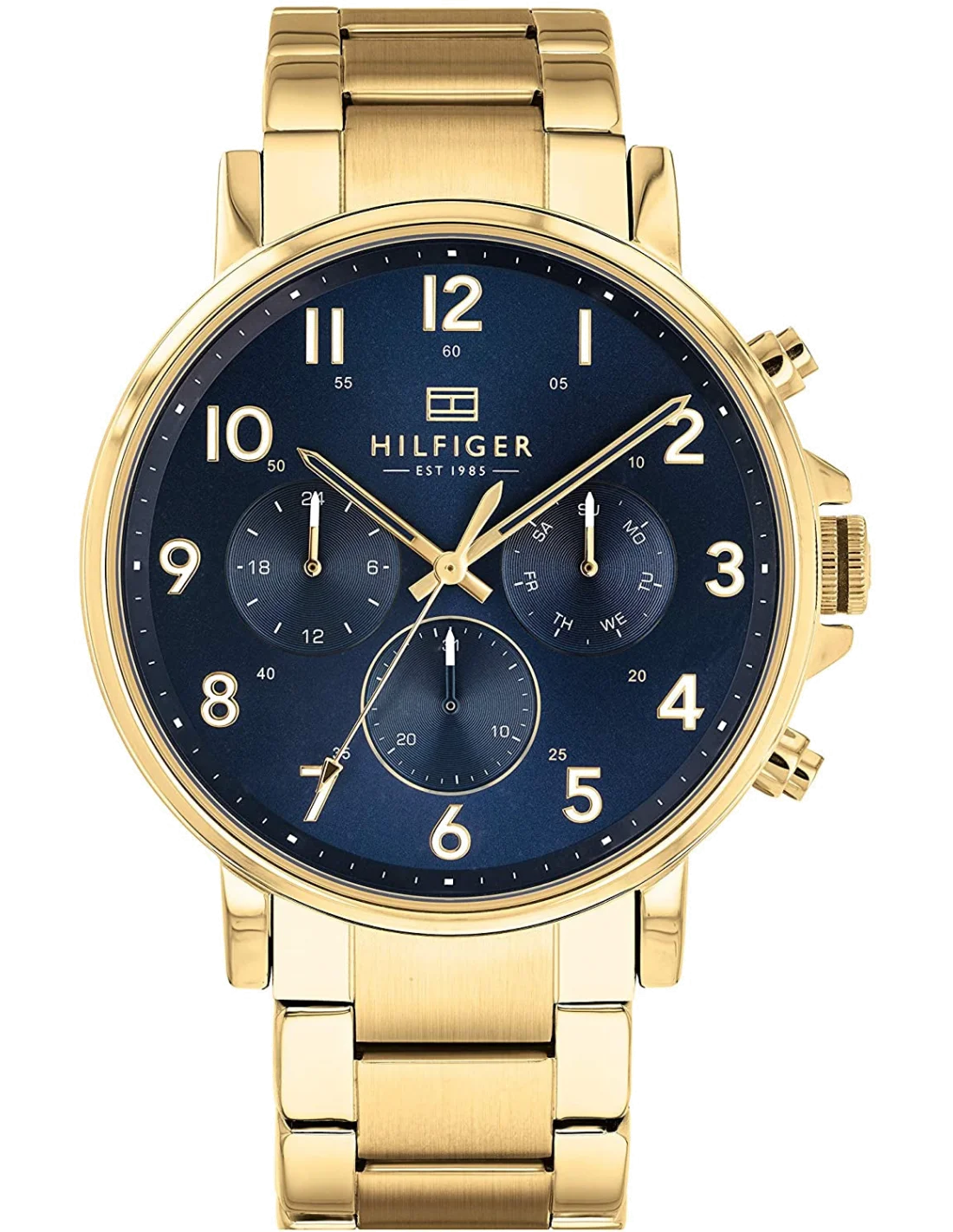 Montre Homme Tommy Hilfiger 1710384 - Cadran Bleu, Boîtier et Bracelet Acier Doré