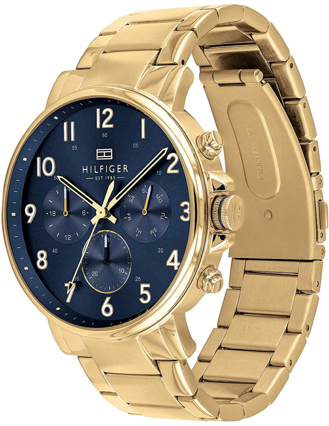 Montre Homme Tommy Hilfiger 1710384 - Cadran Bleu, Boîtier et Bracelet Acier Doré vue 2