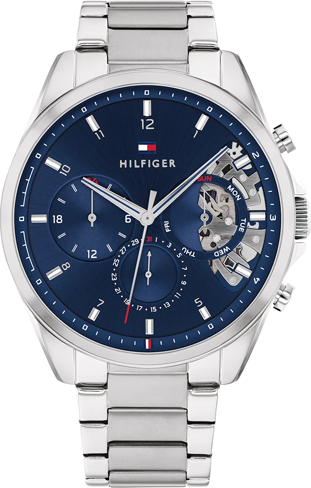 Montre Homme Tommy Hilfiger 1710448 Baker - Boîtier Acier Poli & Cadran Bleu