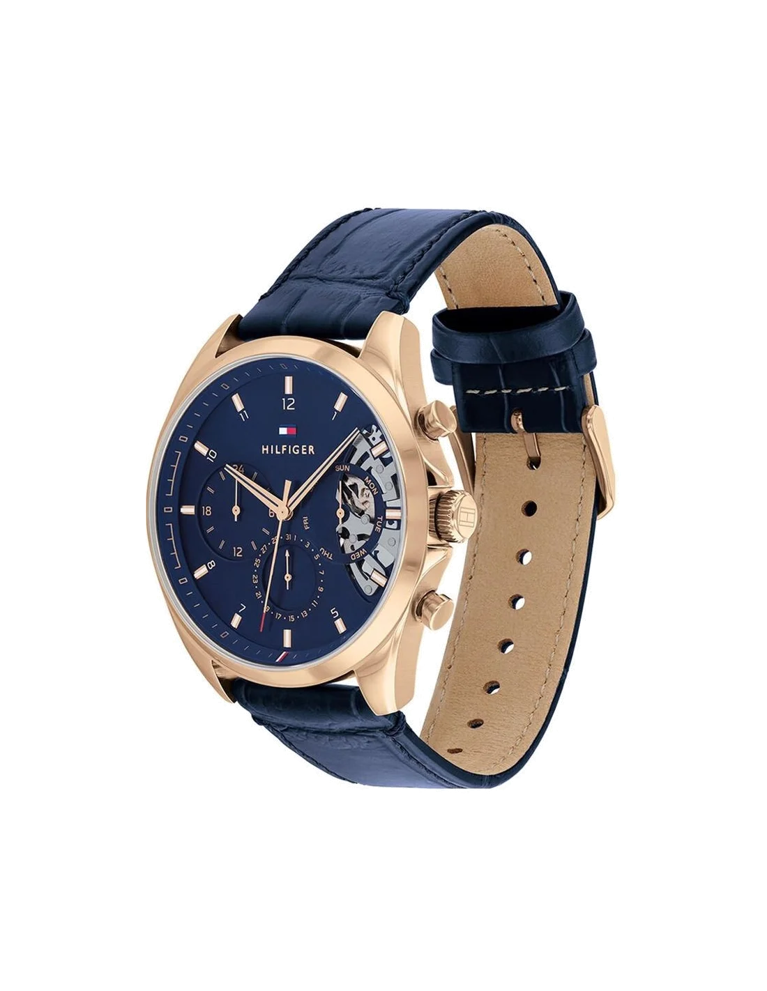 Montre Homme Tommy Hilfiger 1710451 Squelette Automatique Boîtier Acier & Bracelet Cuir Noir vue 2