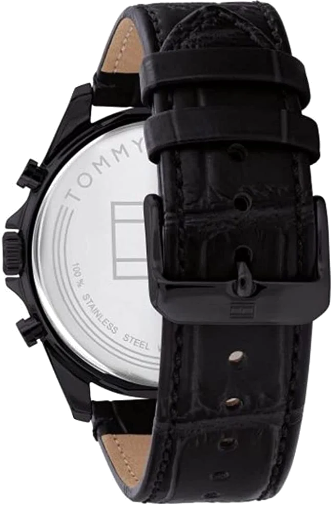 Montre Homme Tommy Hilfiger 1710452 Squelette - Boîtier Acier Or Rose, Cadran Noir, Bracelet Cuir Noir vue 2