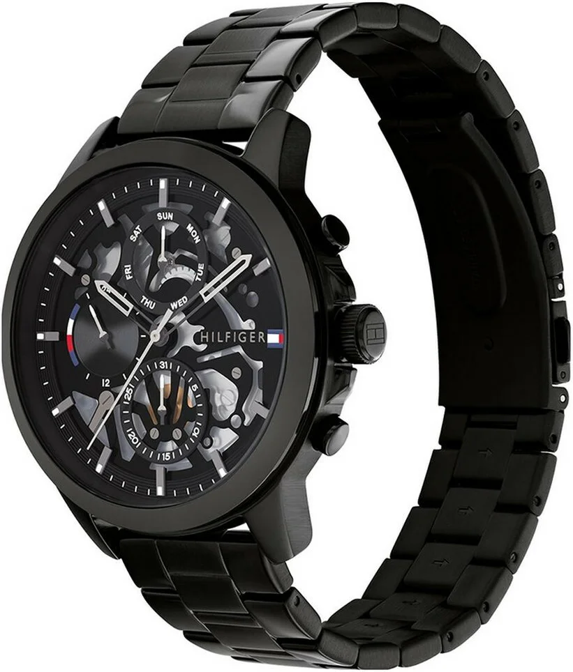 Montre Homme Tommy Hilfiger Henry 1710478 - Cadran Squelette Noir, Boîtier Acier, Bracelet Acier vue 2