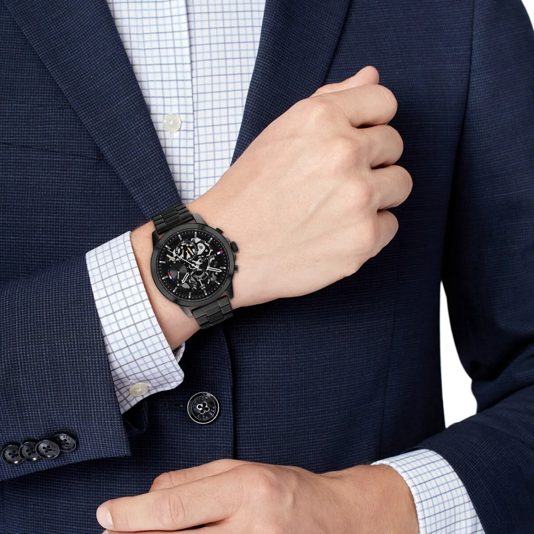 Montre Homme Tommy Hilfiger Henry 1710478 - Cadran Squelette Noir, Boîtier Acier, Bracelet Acier vue 4