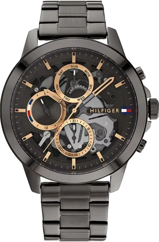 Montre Homme Tommy Hilfiger 1710479 Henry Automatique Squelette Gris Acier