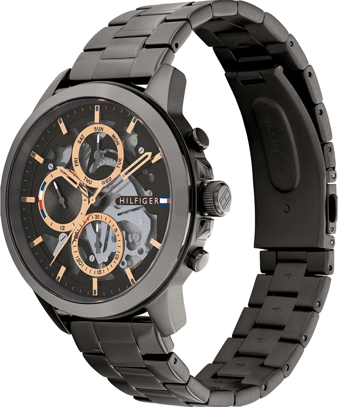 Montre Homme Tommy Hilfiger 1710479 Henry Automatique Squelette Gris Acier vue 2