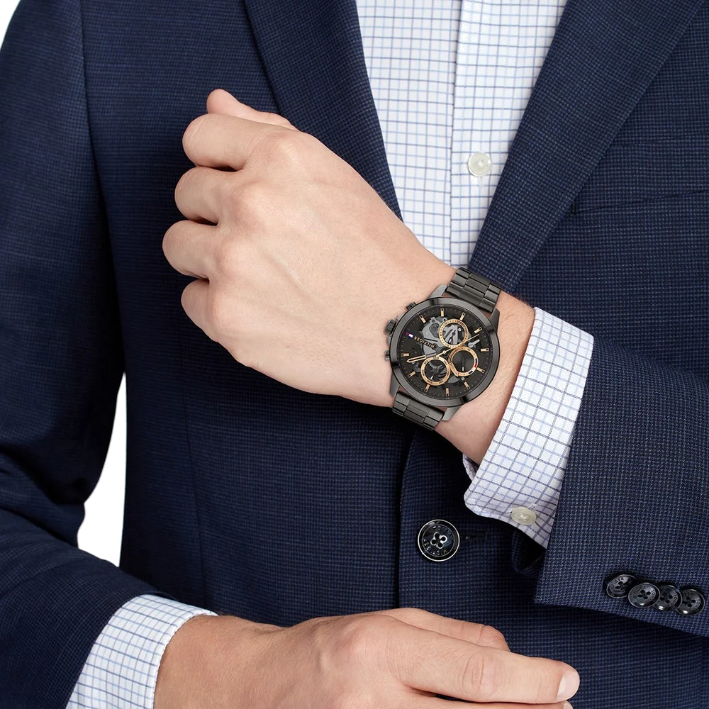 Montre Homme Tommy Hilfiger 1710479 Henry Automatique Squelette Gris Acier vue 4